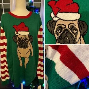 NWT Santa paws pug dog ugly (awesome!) Christmas holiday sweater ☆ size medium